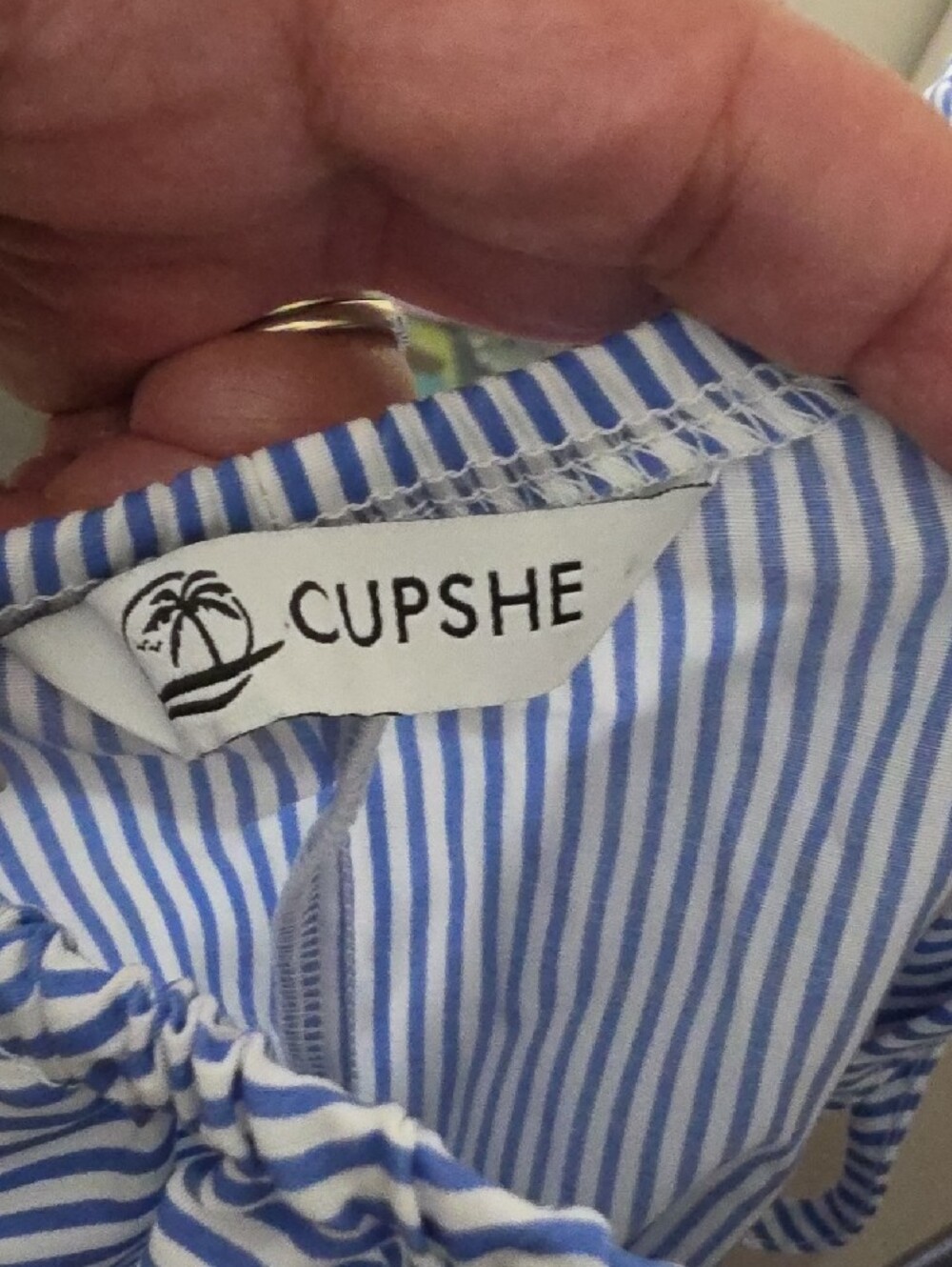 Cupshe | Beachside Dream Striped Mini Dress Blue/White Size L - Picture 8 of 13